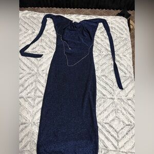 Edikted Navy Shimmer Dress